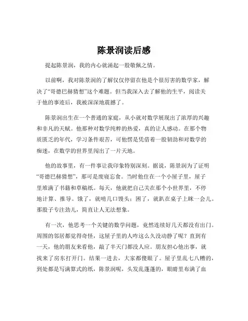 陈景润读后感