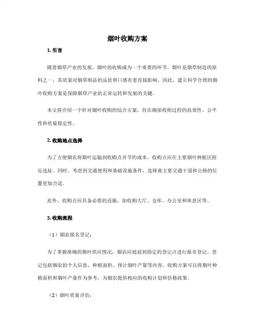 烟叶收购方案