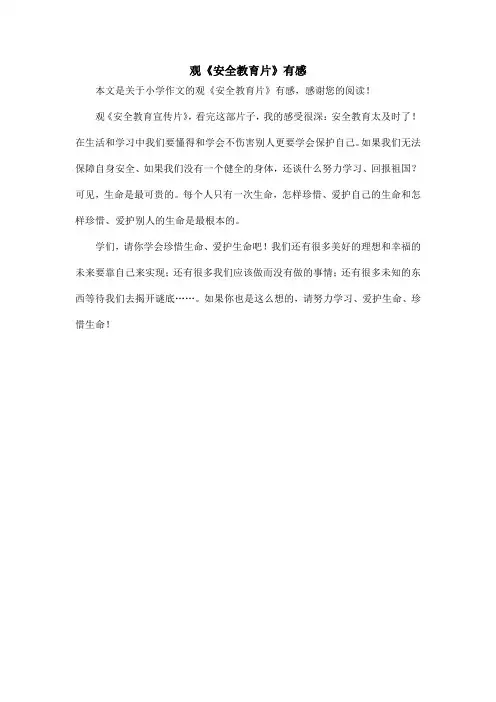 观《安全教育片》有感_小学作文