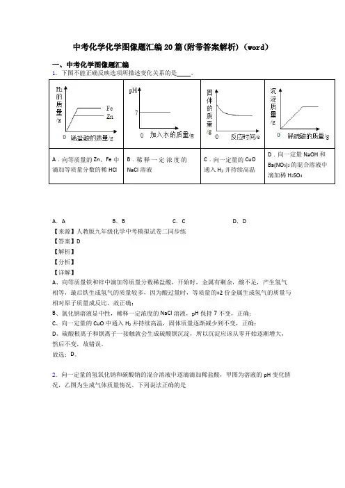 中考化学化学图像题汇编20篇(附带答案解析)(word)