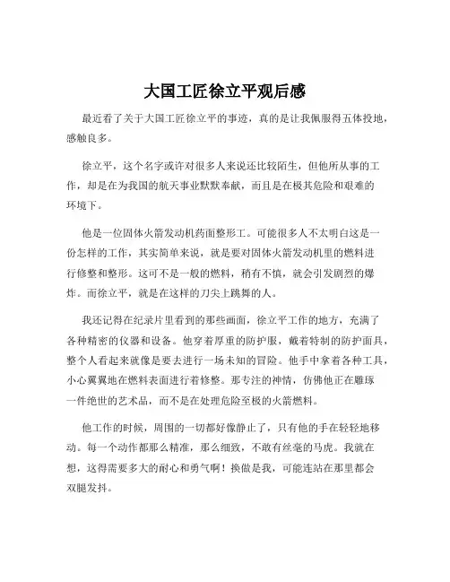 大国工匠徐立平观后感