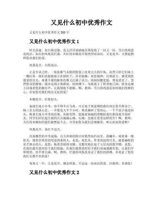 又见什么初中优秀作文