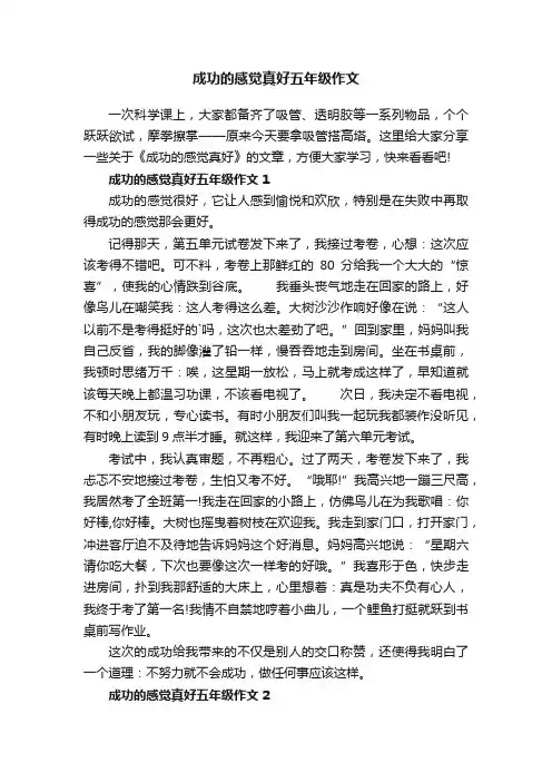 成功的感觉真好五年级作文