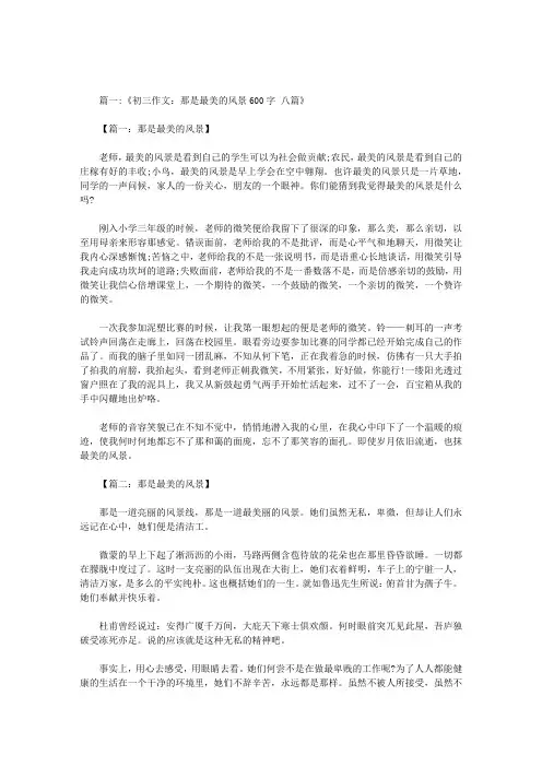 最美的风景初中作文600字记叙文