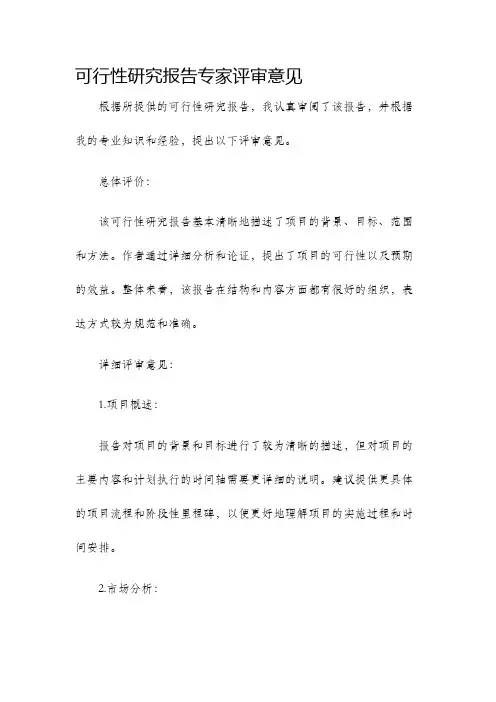 可行性研究报告专家评审意见