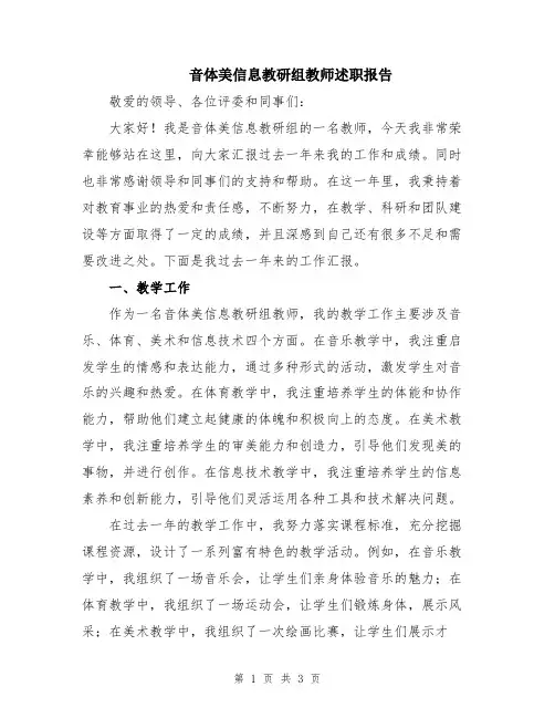 音体美信息教研组教师述职报告