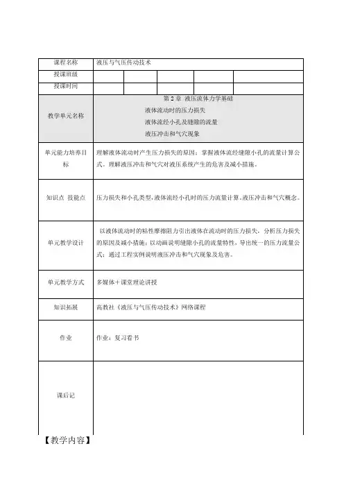 液体流动时的压力损失