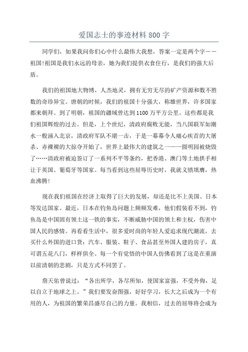 爱国志士的事迹材料800字