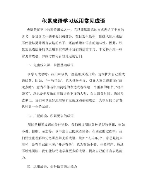 积累成语学习运用常见成语