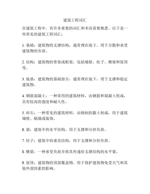 建筑工程词汇