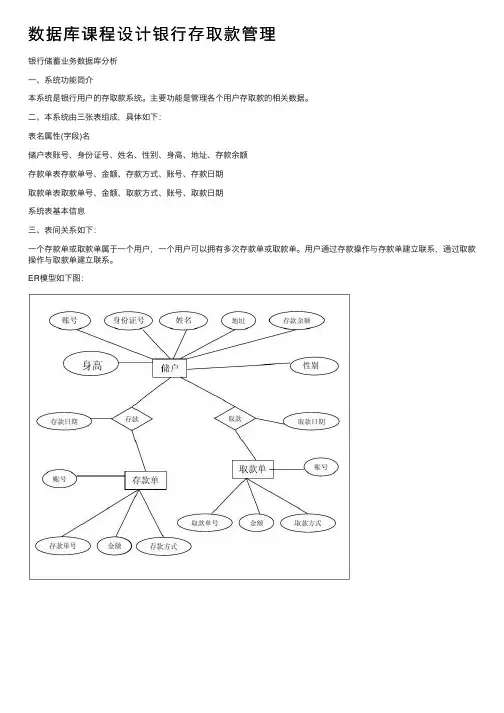 数据库课程设计银行存取款管理