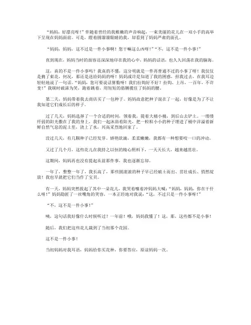 高分作文范文-这不是一件小事