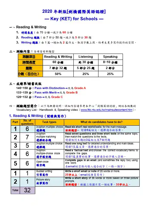 2020KET剑桥英语考试样题—Key新版铨型真明