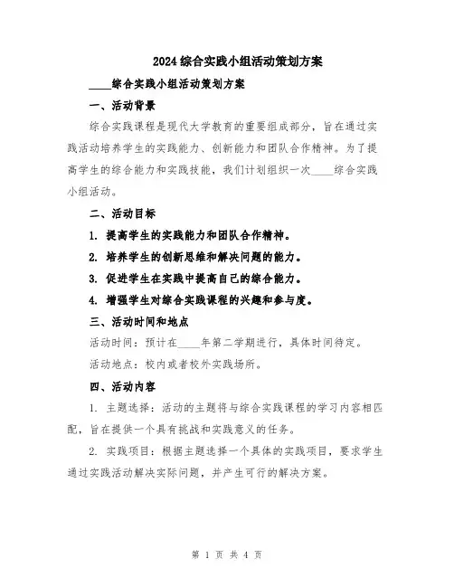 2024综合实践小组活动策划方案