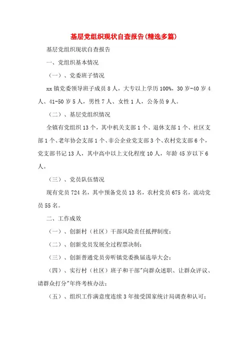 基层党组织现状自查报告(多篇)