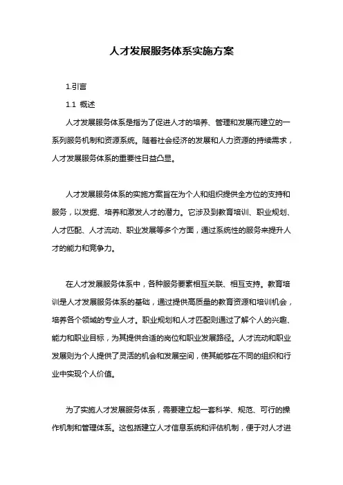 人才发展服务体系实施方案