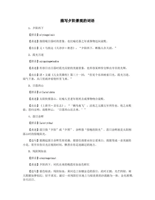 描写夕阳景观的词语