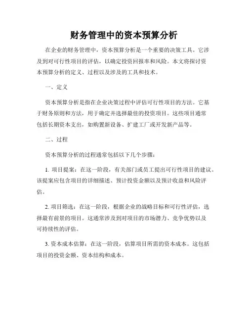 财务管理中的资本预算分析