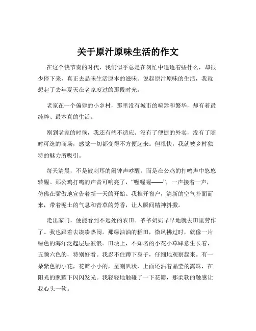 关于原汁原味生活的作文