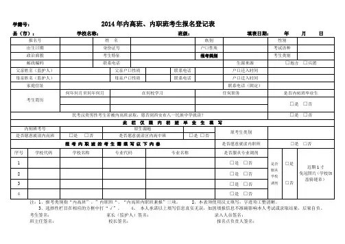 2014年报名登记表、政审表、资格审查资料样表 (1)