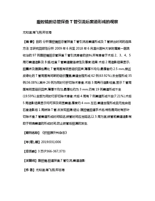 腹腔镜胆总管探查T管引流后窦道形成的观察