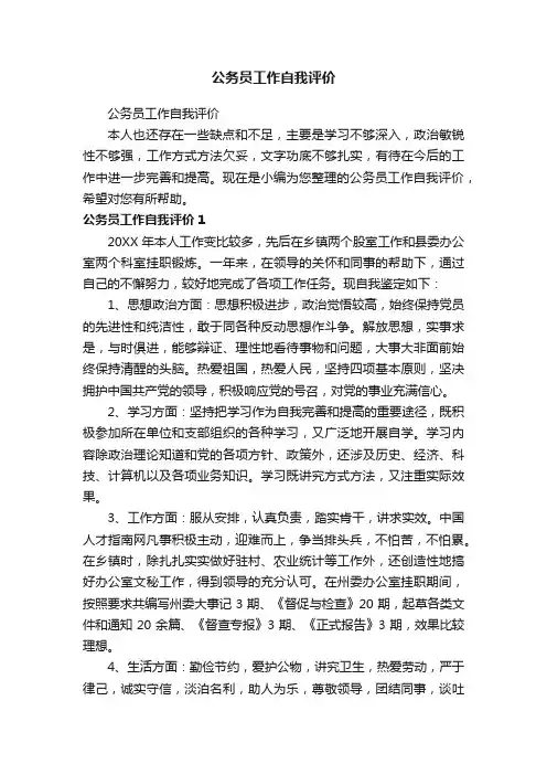 公务员工作自我评价