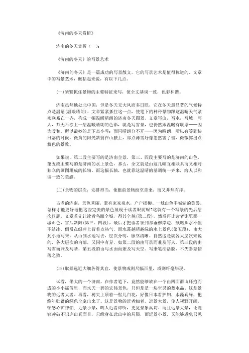 济南的冬天赏析6篇完美版