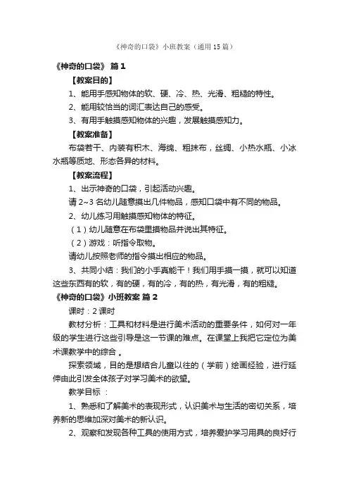 《神奇的口袋》小班教案（通用15篇）