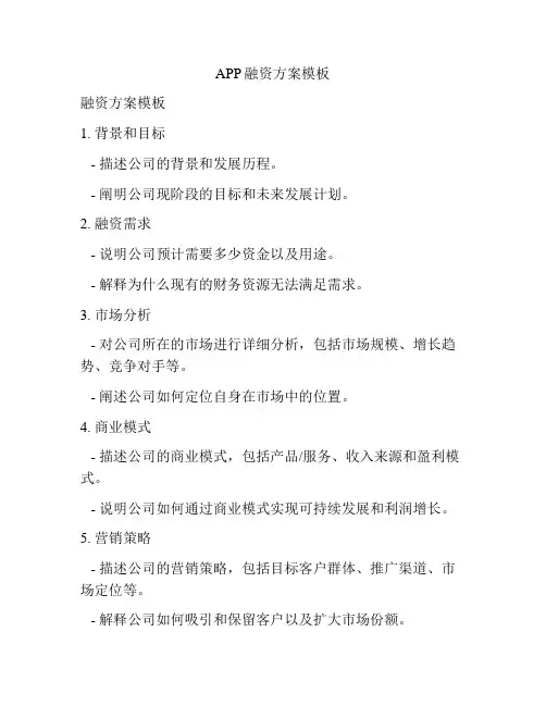 APP融资方案模板