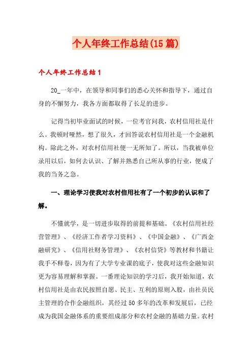 个人年终工作总结(15篇)【word版】