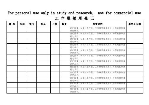 工作服领用登记表