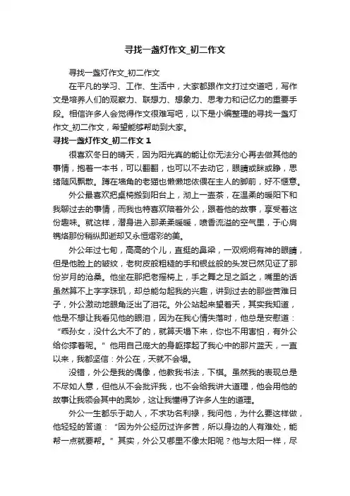 寻找一盏灯作文_初二作文
