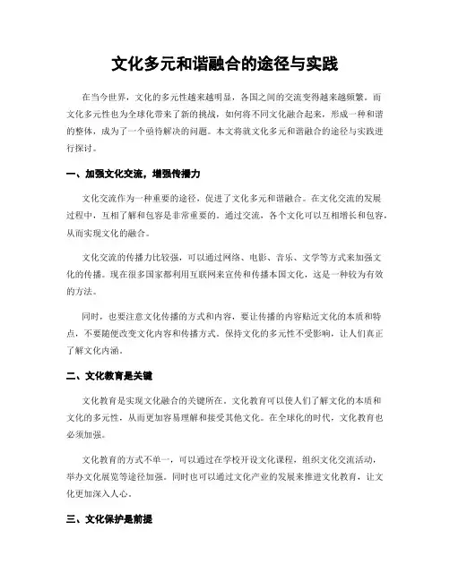 文化多元和谐融合的途径与实践