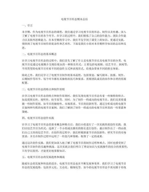 电视节目形态期末总结