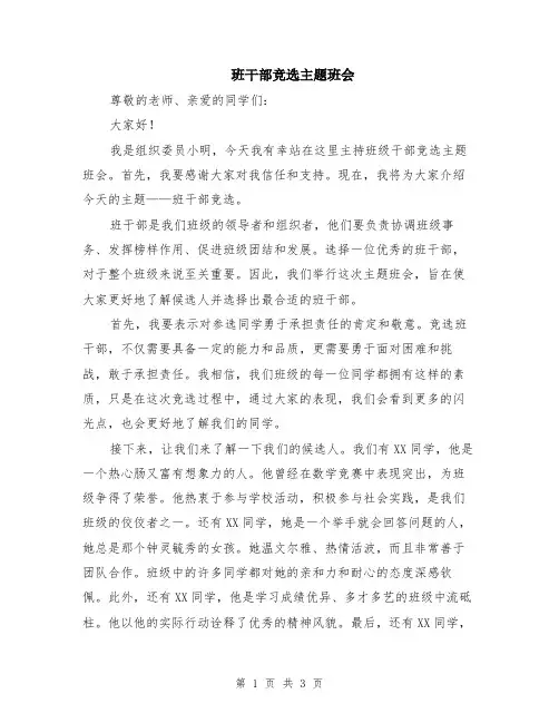 班干部竞选主题班会