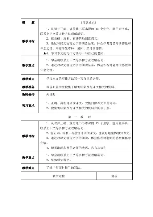 第1课《师恩难忘》