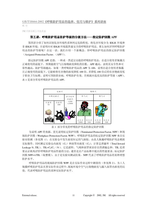 呼吸防护用品的使用讲座(第五讲)