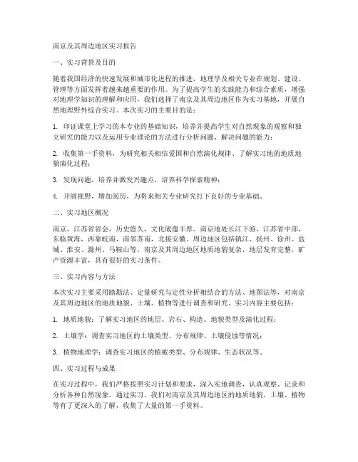 南京及其周边地区实习报告