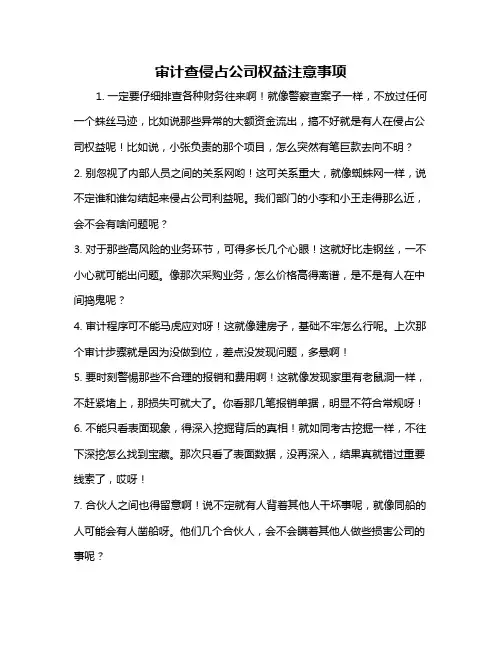 审计查侵占公司权益注意事项