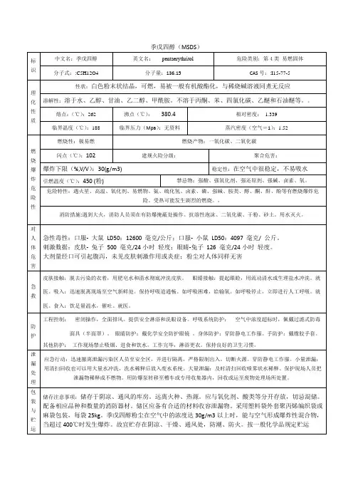 季戊四醇(MSDS)