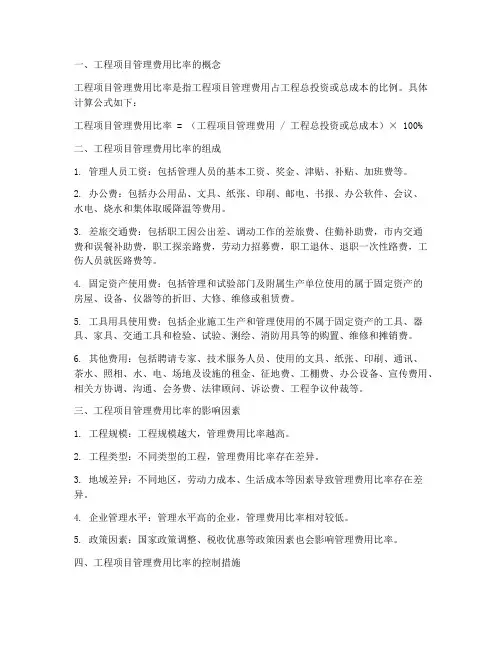 工程项目管理费用比率