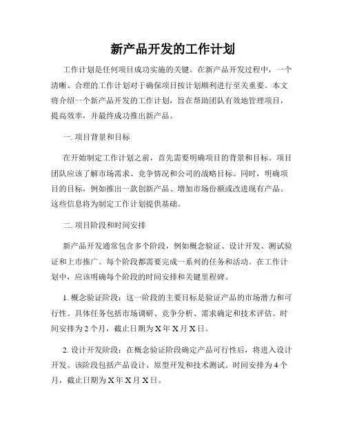 新产品开发的工作计划
