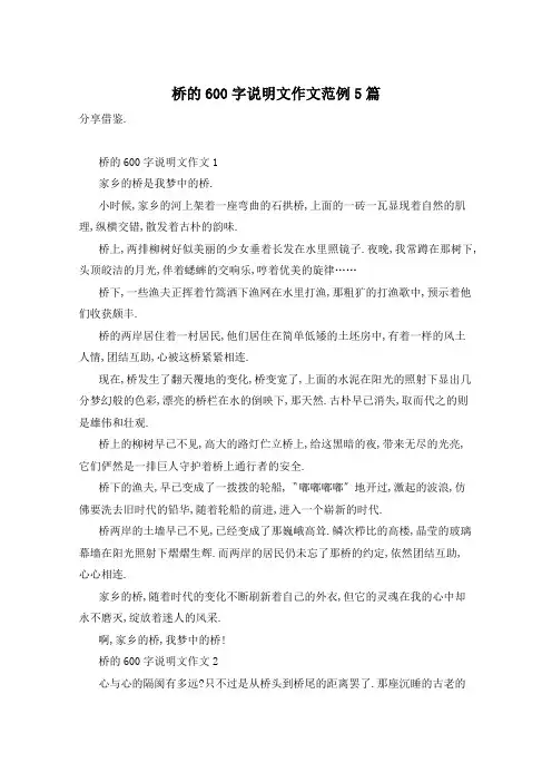 桥的600字说明文作文范例5篇