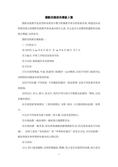 摄影实践报告模板3篇