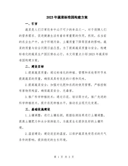 2023年蔬菜标准园构建方案