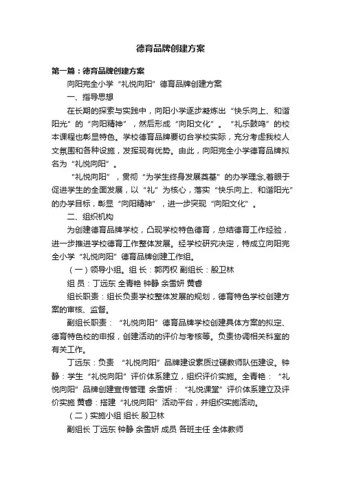 德育品牌创建方案