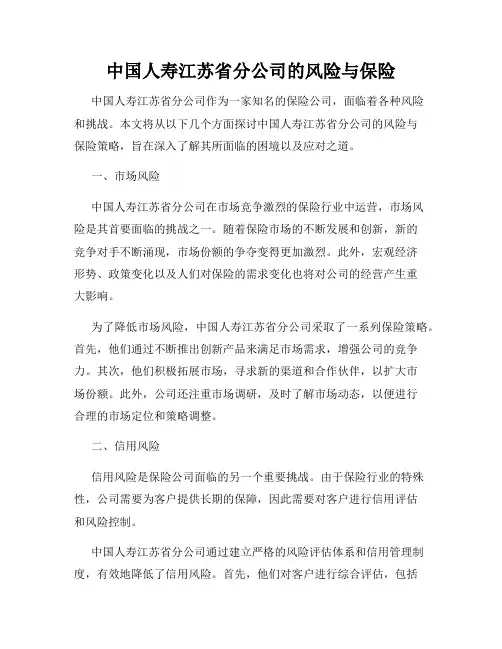 中国人寿江苏省分公司的风险与保险
