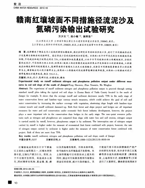 赣南红壤坡面不同措施径流泥沙及氮磷污染输出试验研究