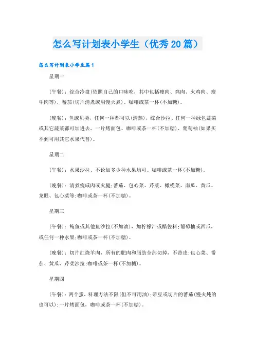 怎么写计划表小学生(优秀20篇)