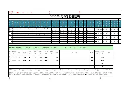考勤表模板2